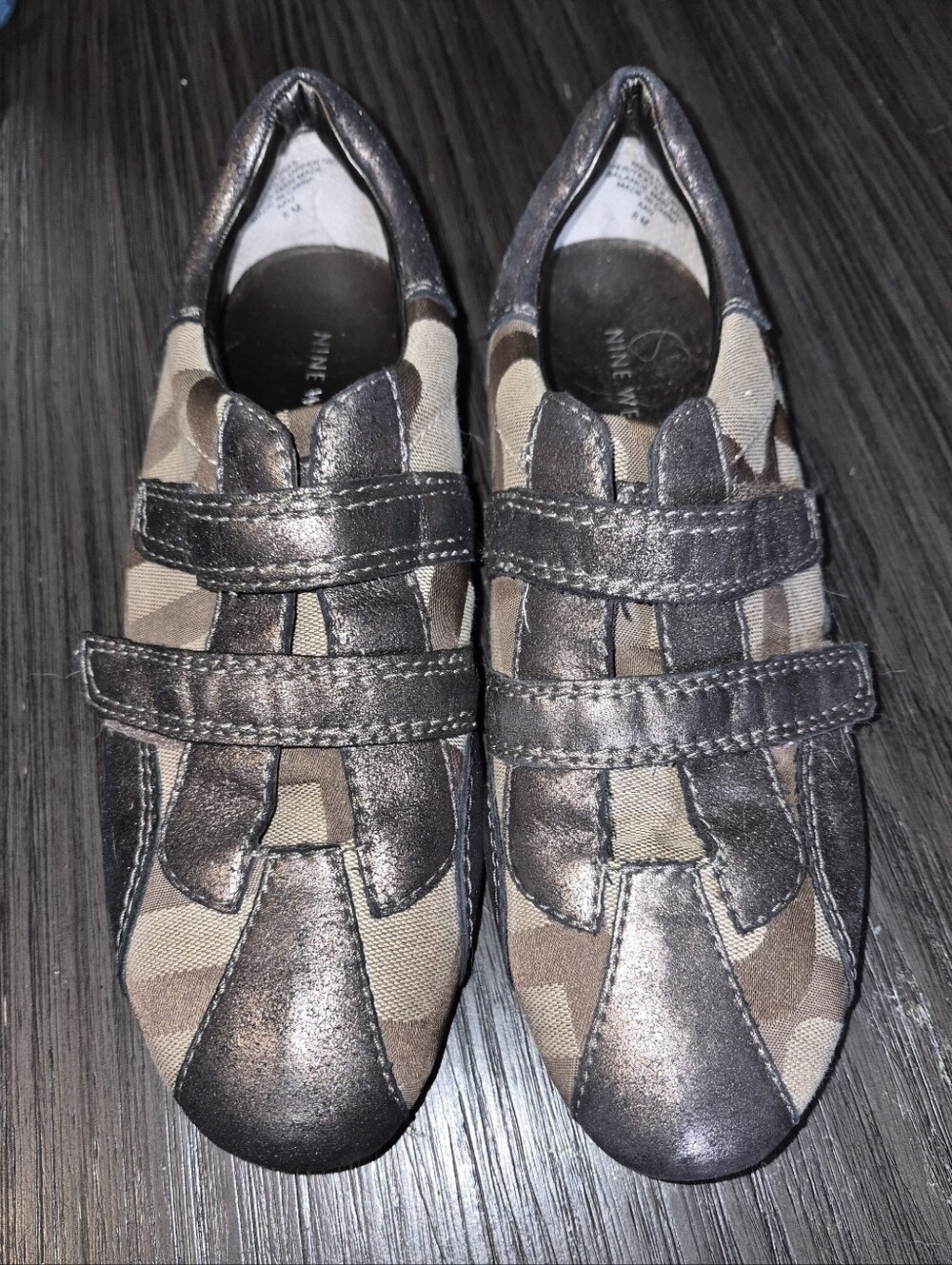 Womens Nine-West  Metallic Bronze and Biege  Sneakers